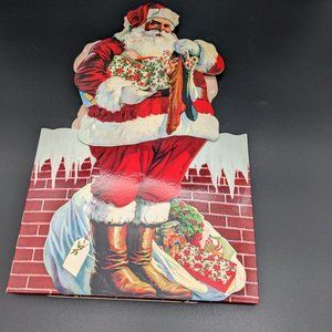 VINTAGE 1992 THE GIFTED LINE SANTA BASKET BOX JOHN GROSSMAN CHIMNEY CHRISTMAS